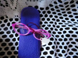 AMERICAN GIRL DOLL PINK GLASSES WITH AMERICAN GIRL CASE